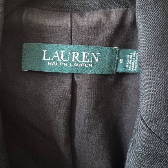 Lauren Ralph Lauren Monogram Linen-Blend Blazer Black Size 6 - Picture 5 of 9